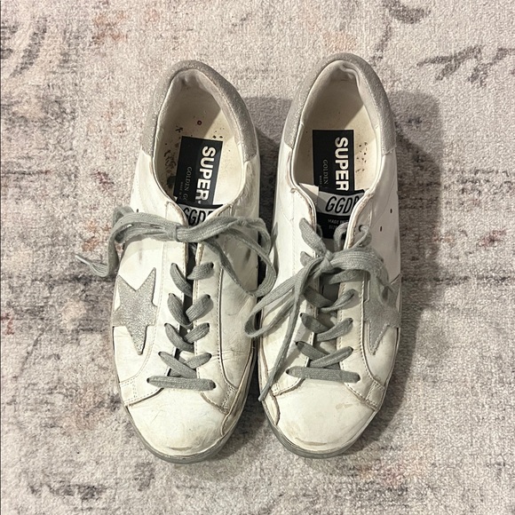 Golden Goose White and Gray Star Sneakers - Picture 1 of 3